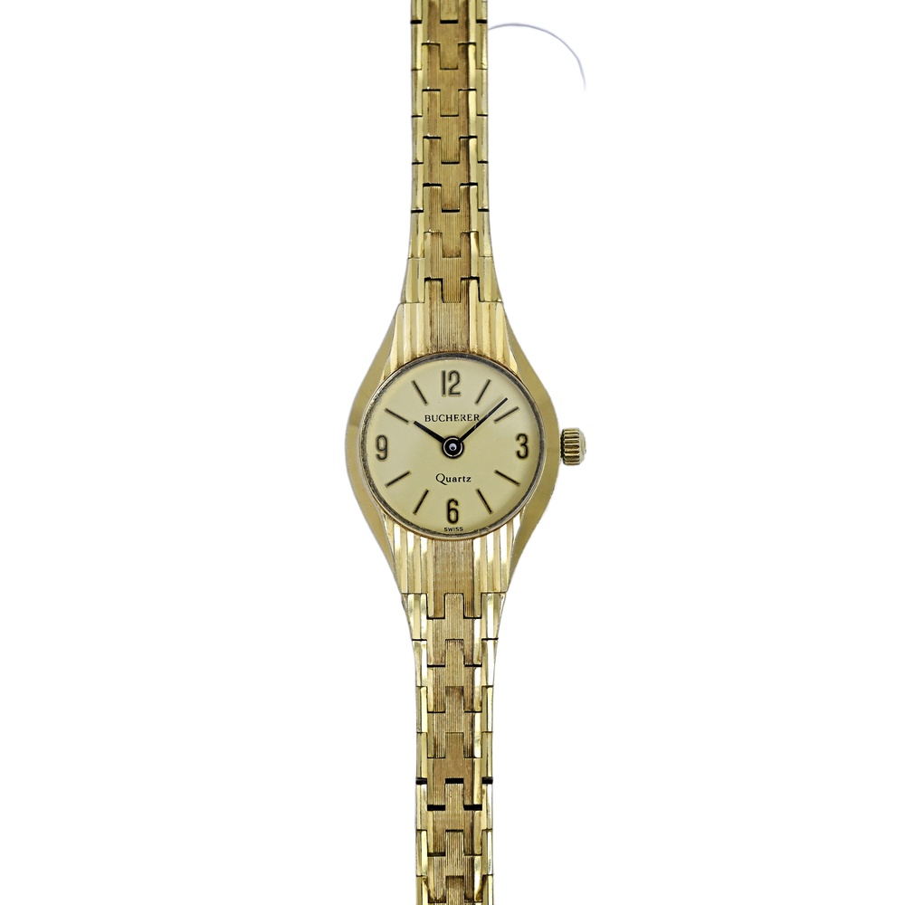 Bucherer Vintage 1980's Swiss Gold Plated Ladies Dainty Watch Champagne Dial